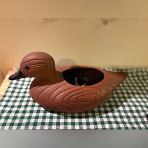 Ceramic Brown Bird Mallard Duck Hand Painted Planter